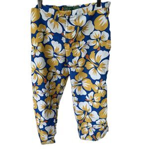 Beach Rays Juniors Hawaiian Tropical Floral All Over Hibiscus Cropped Pants 9